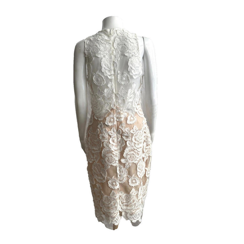 Reiss Meghan Floral Lace Dress White Mesh Nude US-6 Medium M Party - Picture 9 of 9